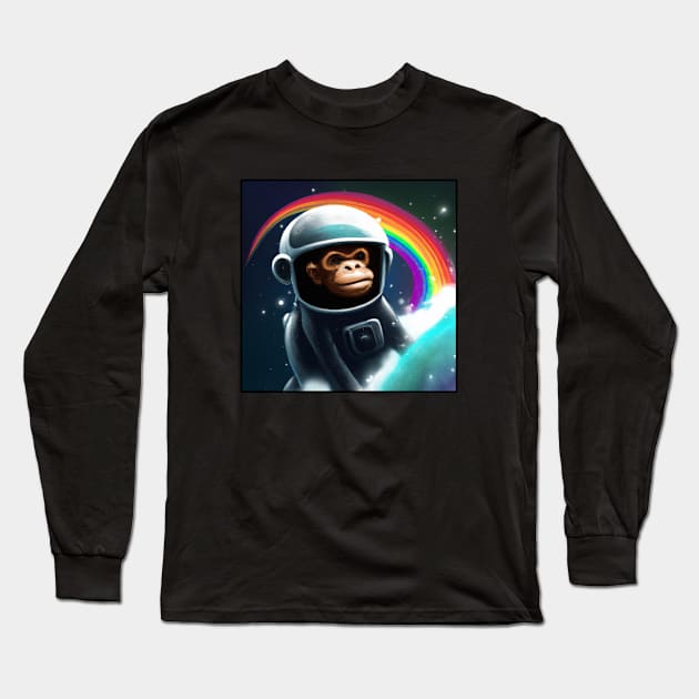 Astronaut Rainbow Monkey Long Sleeve T-Shirt by Oviseon